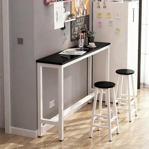 Mesa de bar y pub rectangular de altura alta para sala de estar, cafetería y pasillo, mesa de comedor y café estrecha (negro, 100 x 30 x 100 cm)