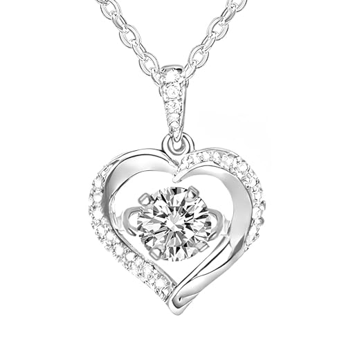 QINGZY Colgante Corazon Collar Mujer Plata 925, Collares Mujer, Joyas Modernas para Regalar a Esposa, Cumpleaños, Mamá, Novia en Día San Valentín, Aniversario, Navidad