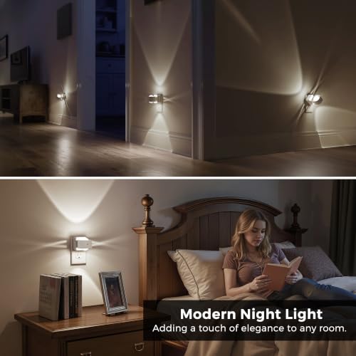 Image of L LOHAS LED Night Light Projector, Night Lights Plug into Wall, Dusk to Dawn Sensor, Rotating White Nightlight for Kids, Daylight Ambient Lighting for Bathroom, Gaming Room,2 Pack