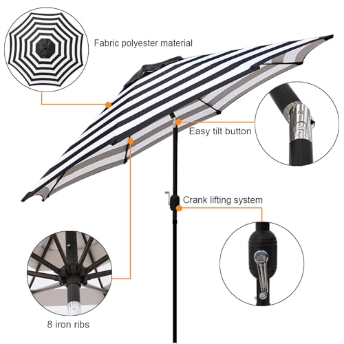 blissun 939 outdoor patio umbrella outdoor table umbrella yard umbrella market umbrella with 8 sturdy ribs push button tilt and crank