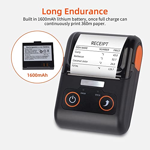 N/A Draagbare ontvangstprinter 5 8 mm Thermische printer mobiel Pos Printer USB BT Verbinding compatibel met Windows Android iOS - Image 6