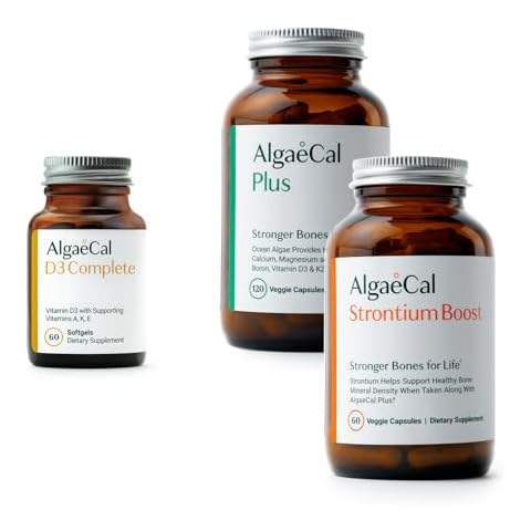 ALGAECAL Bone Health Bundle - Vitamin D3 Complete (1000 IU) + K2, Vitamin E, Vitamin A (1000 IU) & Bone Builder Pack Clinically Supported to Increase Bone Density Cover