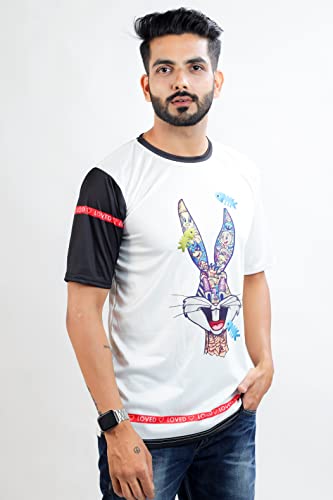 Image of HARPITA Men's Round Neck Half Sleeve Slim Fit Digital Printed Lycra T-Shirt
