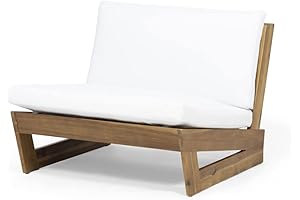 Burchett Outdoor Acacia Wood Club Chairs with Cushions (Set of 2), White