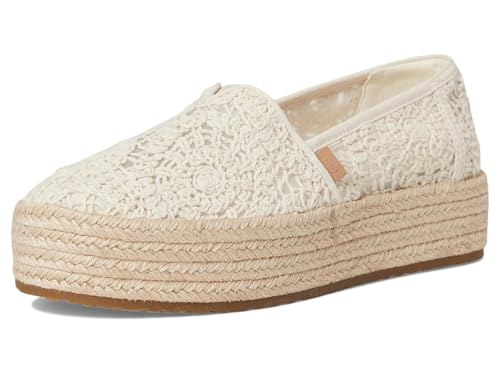 Image of TOMS Women's Valencia Platform Espadrille, Textile Upper, Ortholite Insole, Natural Crochet Lace, 7.5