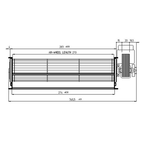 Easyricambi Motore Ventola tangenziale 340mm 274x40 stufe a Pellet - EMMEVI FERGAS 113413 EXRAFLAME