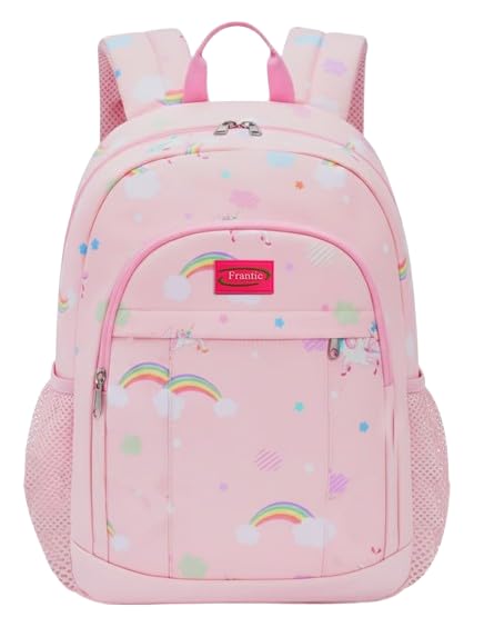 Image of Frantic Waterproof Polyester 35 L School Backpack With Pencil /Staionery Pouch School Bag Class 1 to 8 Daypack Picnic Bag For School Going Boys & Girls(RR Pink Rainbow Dreams B)