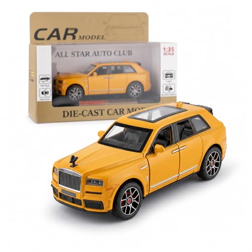 Image of Rolls Royce Cullinan 1:35 Scale Die Cast Metal Car - Pull Back Luxury SUV Model with Openable Doors, Lights & Sound, Collectible Showpiece for Kids 6+ & Car Enthusiasts