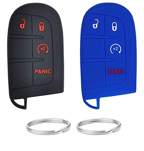 REPROTECTING Silicone Rubber Key Fob Cover Compatible with 2011-2019 Chrysler 300 Dodge Challenger Charger Dart Durango Journey Fiat 500 500L Compass Grand Cherokee Renegade M3N-40821302 M3M-40821302