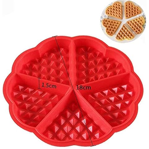 Uteruik Heart Shaped Silicone Waffle Baking Mould 5-Cavity Pancake Non-Stick DIY Baking Decoration Tools, 1pcs Cover