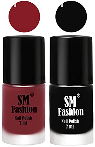 Image of Long Lasting Nail Polish | Nail Paint Combo 7 ml Each) - Set of 2 Plum-Black