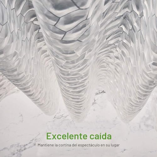 Miniatura 4 de Otraki Cortina De Ducha, 200x200cm Cortina Ducha 3d Eva Guijarro Translúcido Cortinas Ducha, Resistente Al Moho, Al Óxido E Impermeable Cortinas De Baño Con 13 Ojales Y Ganchos