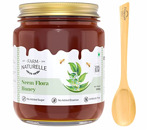Image of Farm Naturelle Raw Neem Honey 1kg| Glass Bottle | 100% Pure Unprocessed & Natural Honey | Ayurvedic & Rich in Vitamins and Minerals | Helps Boost Immunity