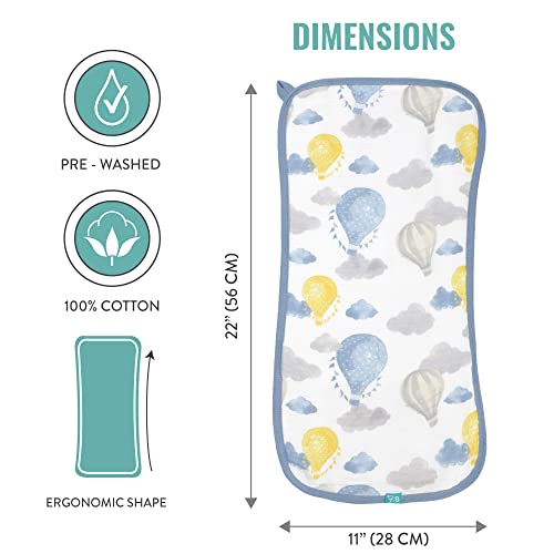 Featherhead™ 5-Pack Muslin Burp Cloths for Baby Boy Large 22" X 11" - Ultra Soft & Extra Absorbent Cotton Terry Backing (Blue Balloons)4