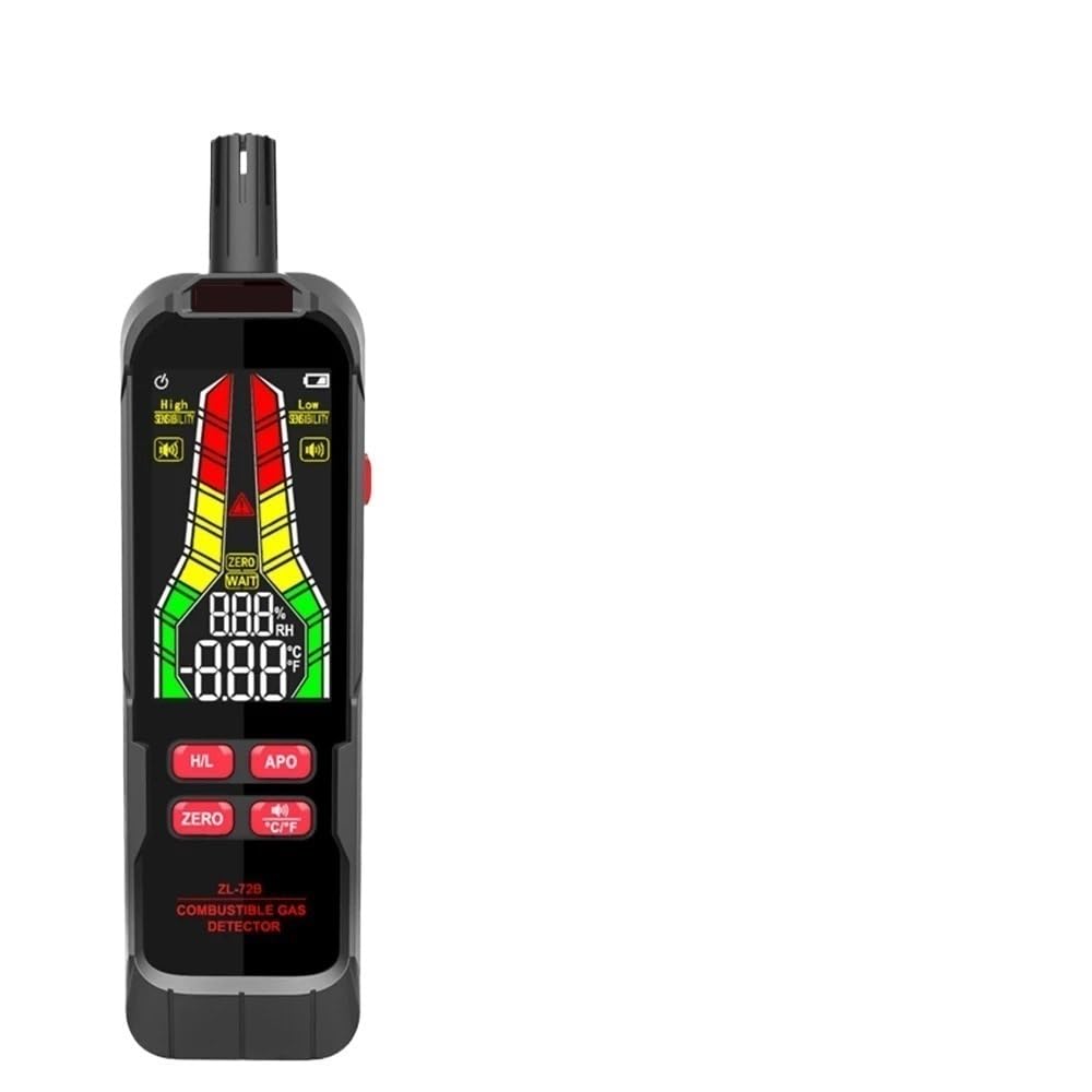 Detector de Gases, Detector de Fugas Gas ZL73B con zumbador y Pantalla LCD, Detector Combustible, analizador Temperatura Humedad, Herramienta Prueba eléctrica(ZL72B)