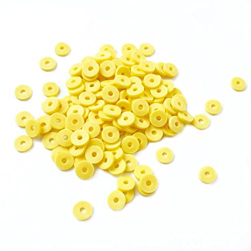 2000pcs Heishi Vinyl Beads Flat Round Polymer Clay Spacer Beads for Making Bracelet Necklace Earring Accessories DIY Handmade Craft(Yellow, 6mm)