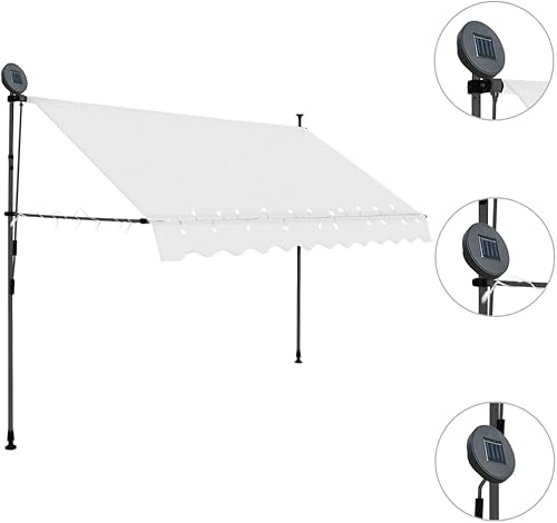 Miniatura 2 de vidaXL Toldo retráctil manual con LED, tela resistente a los rayos UV y a la intemperie con revestimiento de poliuretano, toldo ajustable y fácil de