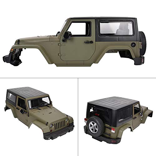 Dilwe RC Truck Karosseriepanzer, Armee Grün Offene Tür Fernbedienung Modellauto für Jeep Wrangler 1/10 RC Truck – Bild 5