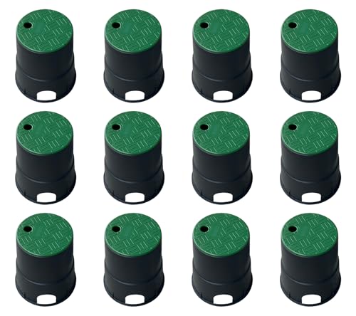 Natotela 12 Sets Durable PP Valve Boxes Anti Slip 6 In Circular Sprinkler Valve Box, Plastic Round...
