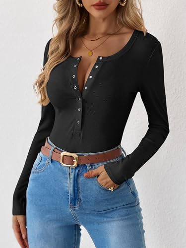 ANRABESS Long Sleeve Shirts for Women Henley Button Down Tops Ribbed Knit Slim Fit Fall Basic Tee 2025 Casual Trendy Clothes4