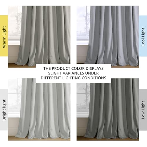 HPD Half Price Drapes Signature Velvet Thermal Blackout Curtains for Living Room 120 Inch Long (1 Panel) Rod Pocket Insulated Blackout Curtains for Bedroom Window Curtains, 50W x 120L, Reflection Grey
