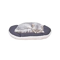 Ferplast Cuccia per Gatti Cuscino Gatto Materassino Tappetino Morbido letto in Cotone e Peluche 43 x 5 x 30 cm. Marrone scuro e Bianco