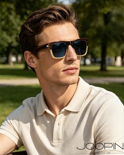 Image of Joopin Acetate Square Sunglasses Men Polarized UV400 Protection Trendy Oversized Sun Glasses Retro Shades Women