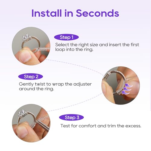 12-pack ring sizer for loose rings 4 sizes invisible ring size adjuster spiral bands size resizer clear tpu rings guards for women men no cut comfortable band tightener fits 2-6mm bands