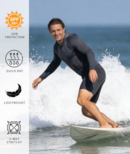 Image of Hoodies for Men UPF 50+ Sun Protection Fishing Shirts Long Sleeve Lightweight Rash Guard Shirt UV SPF Sweatshirt
