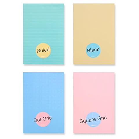 Miliko Essential Series A5 Soft Cover Notebook Journal Journal Journal Journal Journal Journal Diary Journal Journal - Pack of 4 Cover