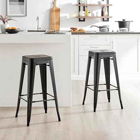 Furniturebox UK Colton Black Metal Bar Stools Cover