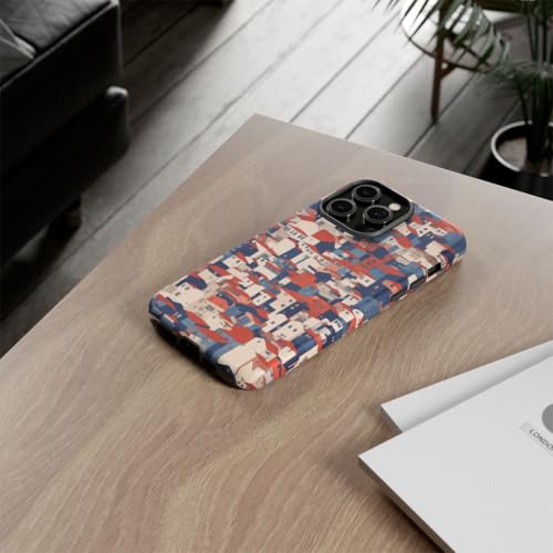 Coque rigide mate iPhone 14 Pro Max toits rouges anti-choc chic - 4