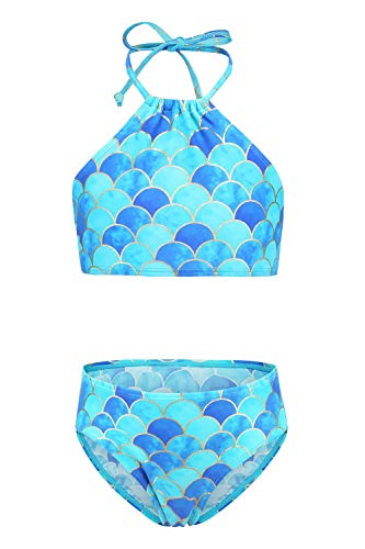 Image of HowJoJo Girls Two Piece Tankini Swimsuit Green Floral Bathing Suit Swimwear