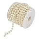 Honiwu Perlenkette Deko, 10m/32.8feet 8mm Perlenband Perlengirlande, Hochzeit Perlenschnur, Perle Draht Perlen für DIY Party Perlenhochzeit Dekor(Beige)