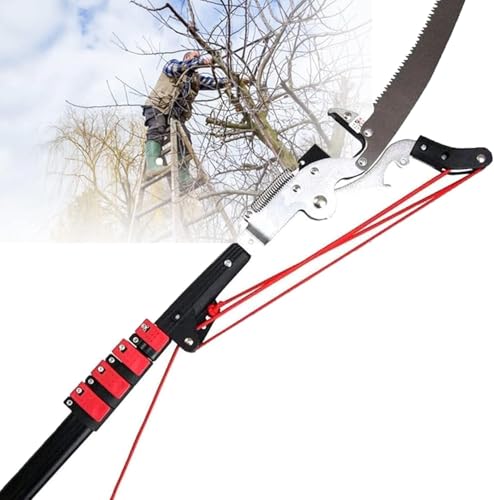 MTGFBC Tijeras de podar telescópicas para árboles, para Ramas de Gran Altura, con Hoja de Sierra Afilada para Cortar Ramas Gruesas y Potente Tijera de podar con Cuerda para podas Ligeras, Sierra de