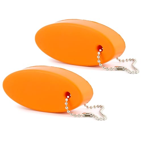 Cornucopia Brands Orange Foam Floating Key Chain Key Floats (2 pack); Great Keychain for Boating,Fishing, Sailing and Outdoor Sports, Neon Orange, Regular