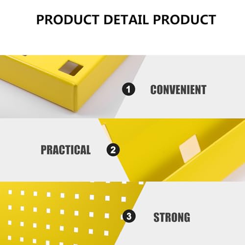 Panel para colgar herramientas metálico amarillo tablero perforado multifuncional 3