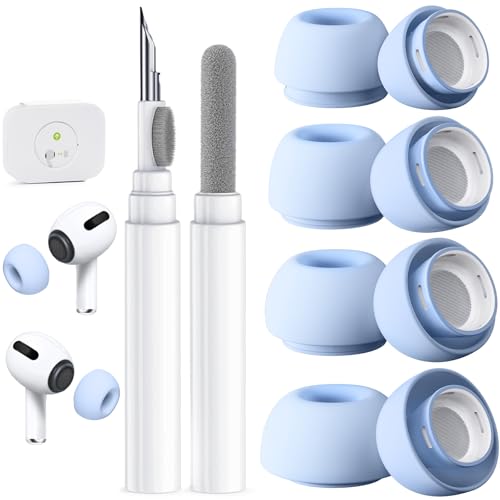 Image of 4 Pairs Replacement Ear Tips for AirPods Pro 2nd /1st (Blue) | (4 Size XXS /XS /S /M /L )Silicone Ear Tips with Cleaner kit,Noise Reduction Holewith & Built-in dust Guard Screen