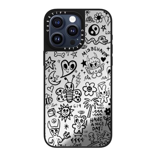 Coque miroir iPhone 15 Pro Max CASETiFY argent sur noir pour vos selfies