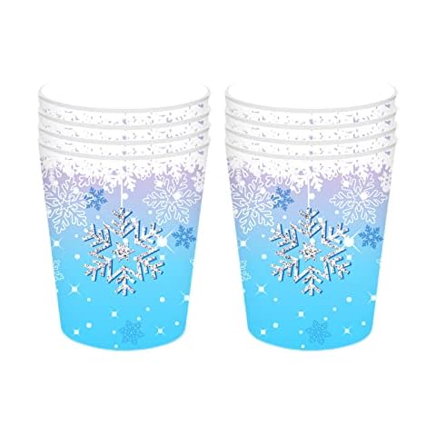 Blue and White Snowflake Disposable Cups Cover