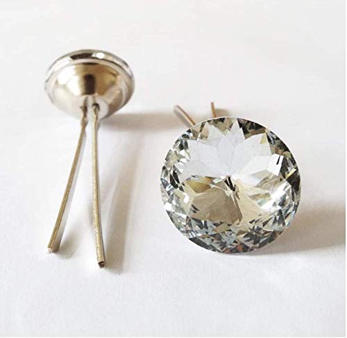 Let's Decorate 25PCS/LOT Clear Color Crystal Glass Prong Back Buttons Decoration Tacks Upholstery Tacks Glass Buttons DIY Sofa Buttons (Redbud 20mm)