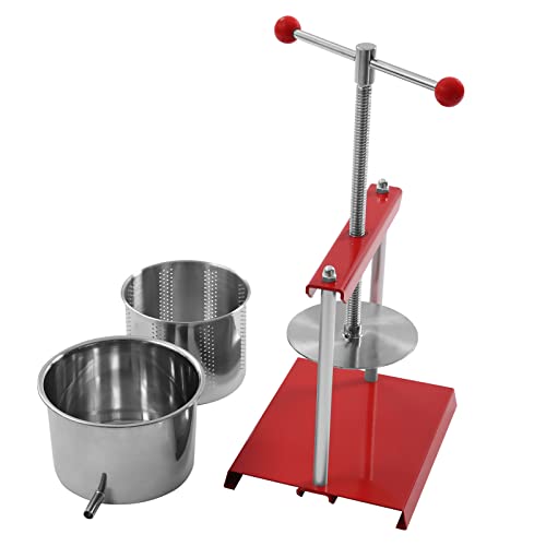 ZGEXING Cheese Tincture Herb Fruit Wine Manual Press - 1.6Gallon Stainless Steel Barrels Press Machine for Juice, Vegetable,Wine