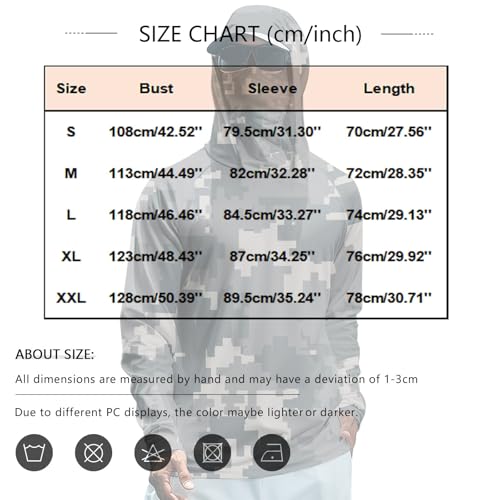 Men's UPF 50+ Sun Protection Camo Hoodie Shirts Long Sleeve Fishing Lightweight Shirts SPF UV Hiking2