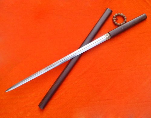 Chinese Sword,Tang jian Real(Pattern Steel Blade,Rosewood Scabbard) Full Tang,Length 39