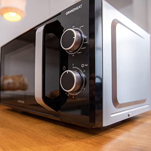 Cecotec Microondas con Grill de 20 Litros Grandheat 3150. 700 W y 1000 W Grill, 6 Niveles, Revestimiento Anti-Dirt iTech y Tecnología 3DWave, Modo Descongelación, Temporizador, Negro