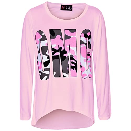 Girls OMG Camouflage 3/4 Sleeves Trendy T Shirt Lightweight Comfortable Tops Legging Set For Girls Age 7-13 Years2