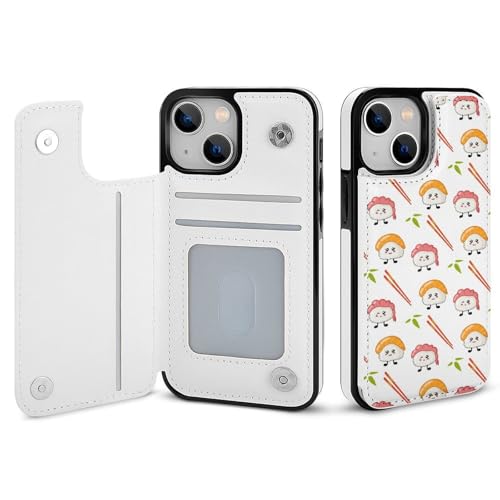 iPhone12Mini用ケース カバー 手帳型 寿司柄 かわいい アイフォン12Mini用 カード収納 横置きスタンド機能 全面保護 Case