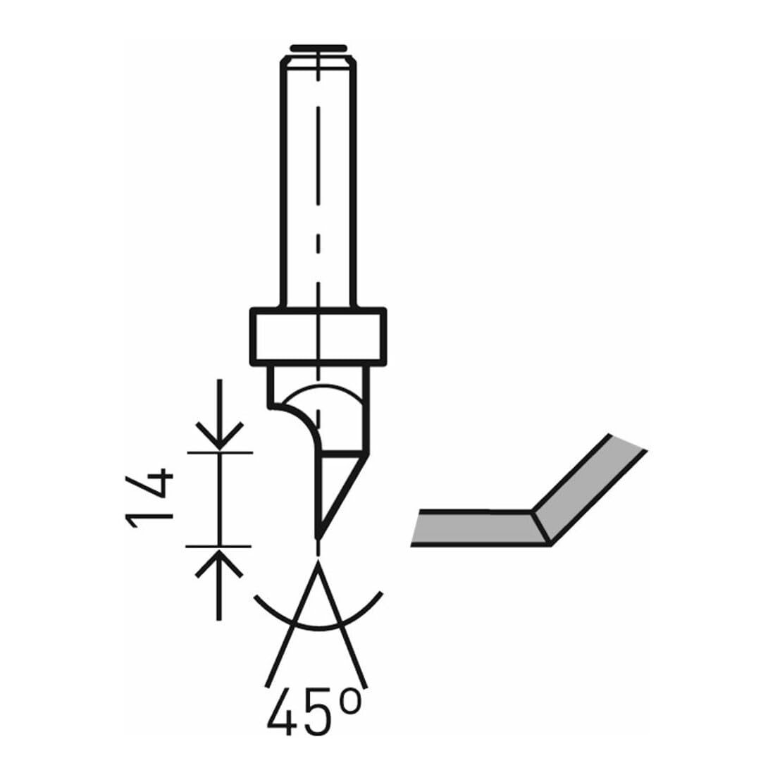 Festool Plasterboard V-Groove Cutter Hw S8 D12.5/45° Router Bit