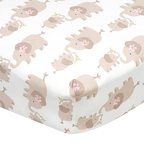 Image of Gerber Baby Boys Girls Neutral Newborn Infant Toddler Nursery 100% Cotton Fitted Bedding Crib Sheet, Elephants White, 28 inch x 52 inch
