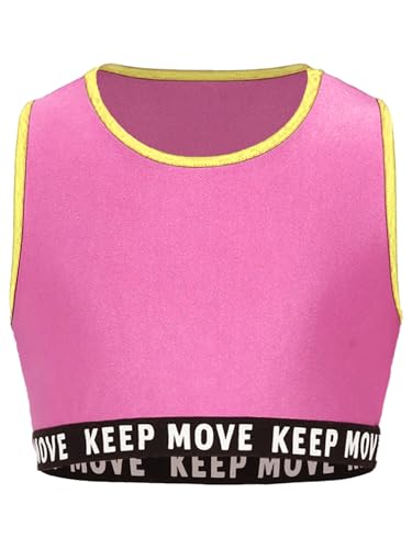 Girls Sports Bra Solid Color Racer Back Elastics Bottom Dance Crop Top Quick Dry Swimwear